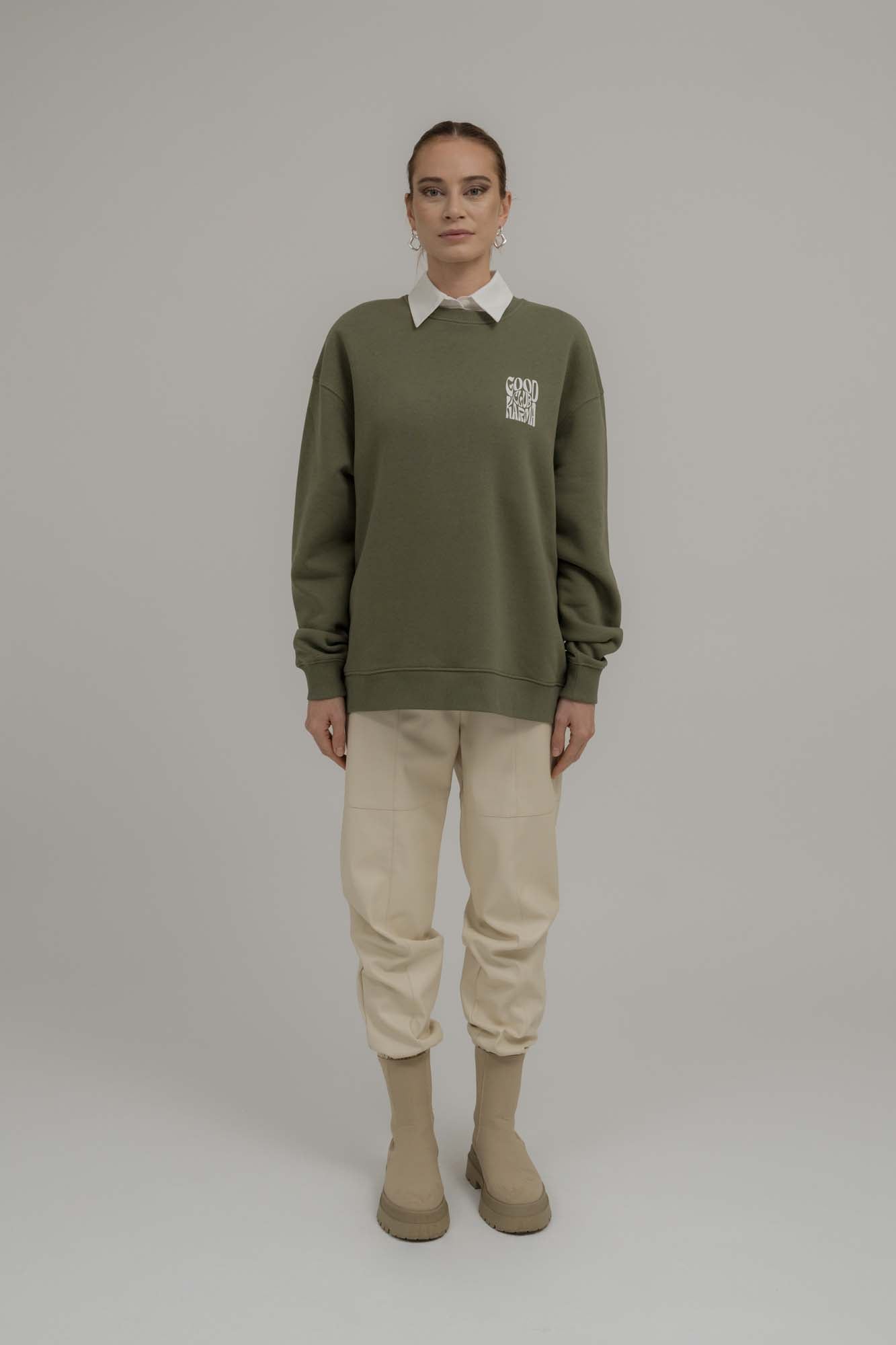 Oversized Sweater Olive Good Karma Club