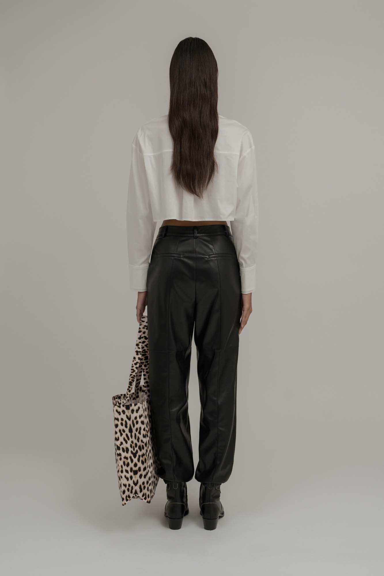 Lona Vegan Leather Pants Black