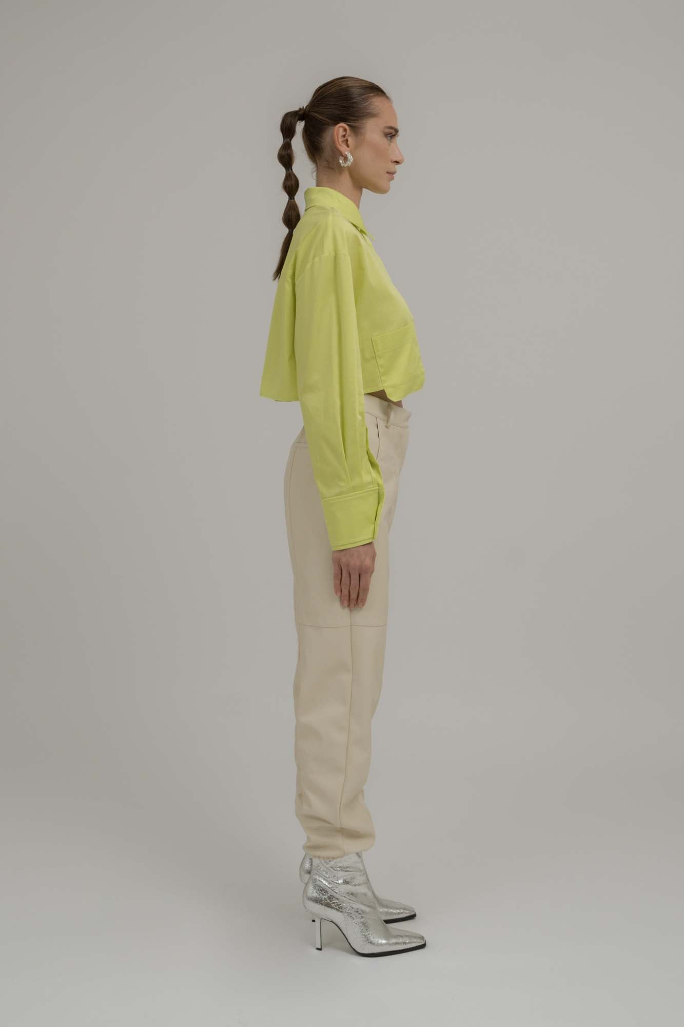 Aria Cropped Blouse Lime