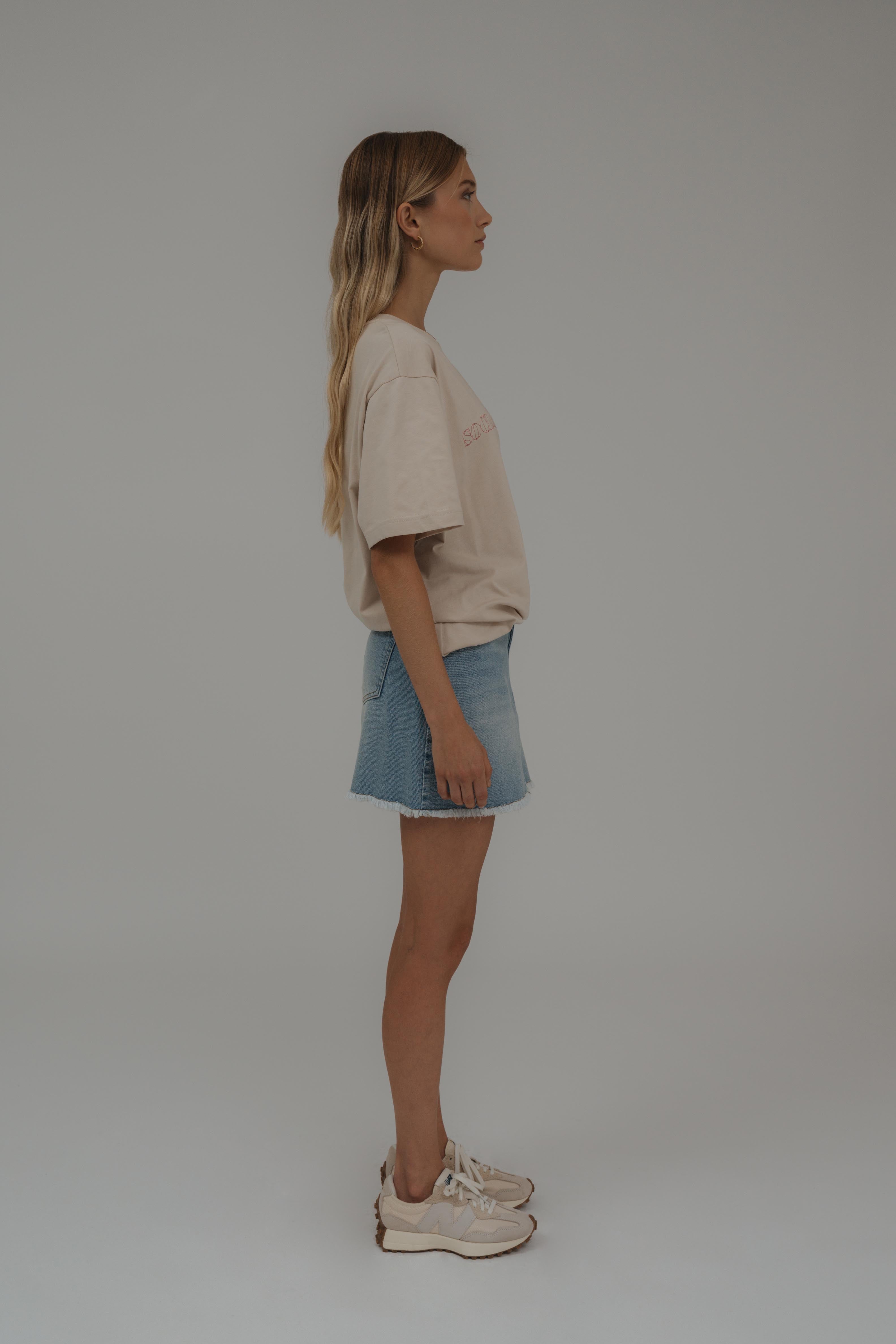 Kristi Asymmetric Denim Skirt Light Blue