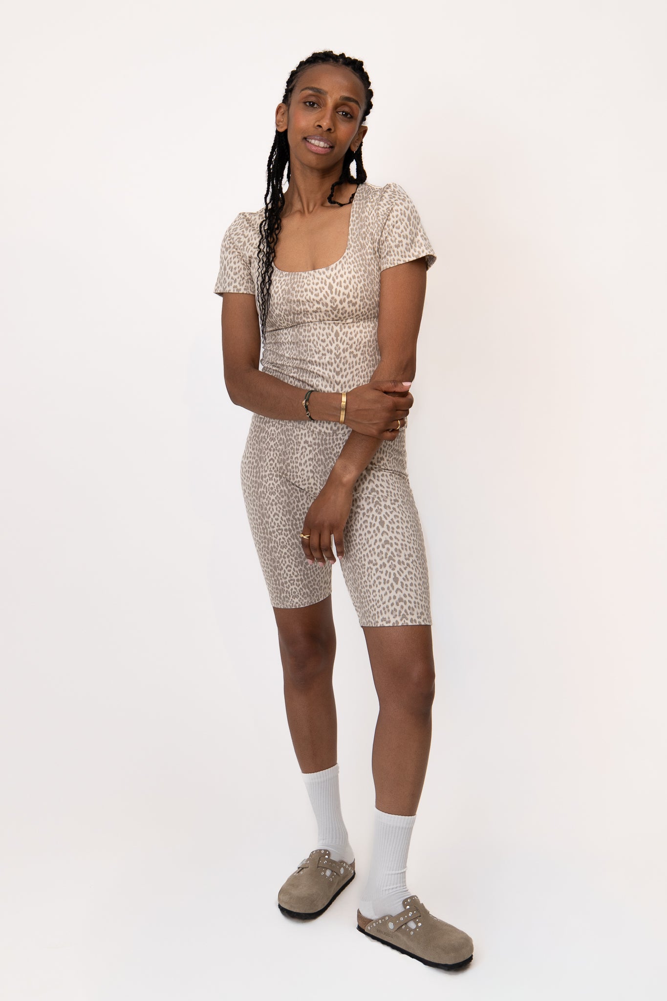 Kalina Slim Fit T-Shirt Micro Leo Beige