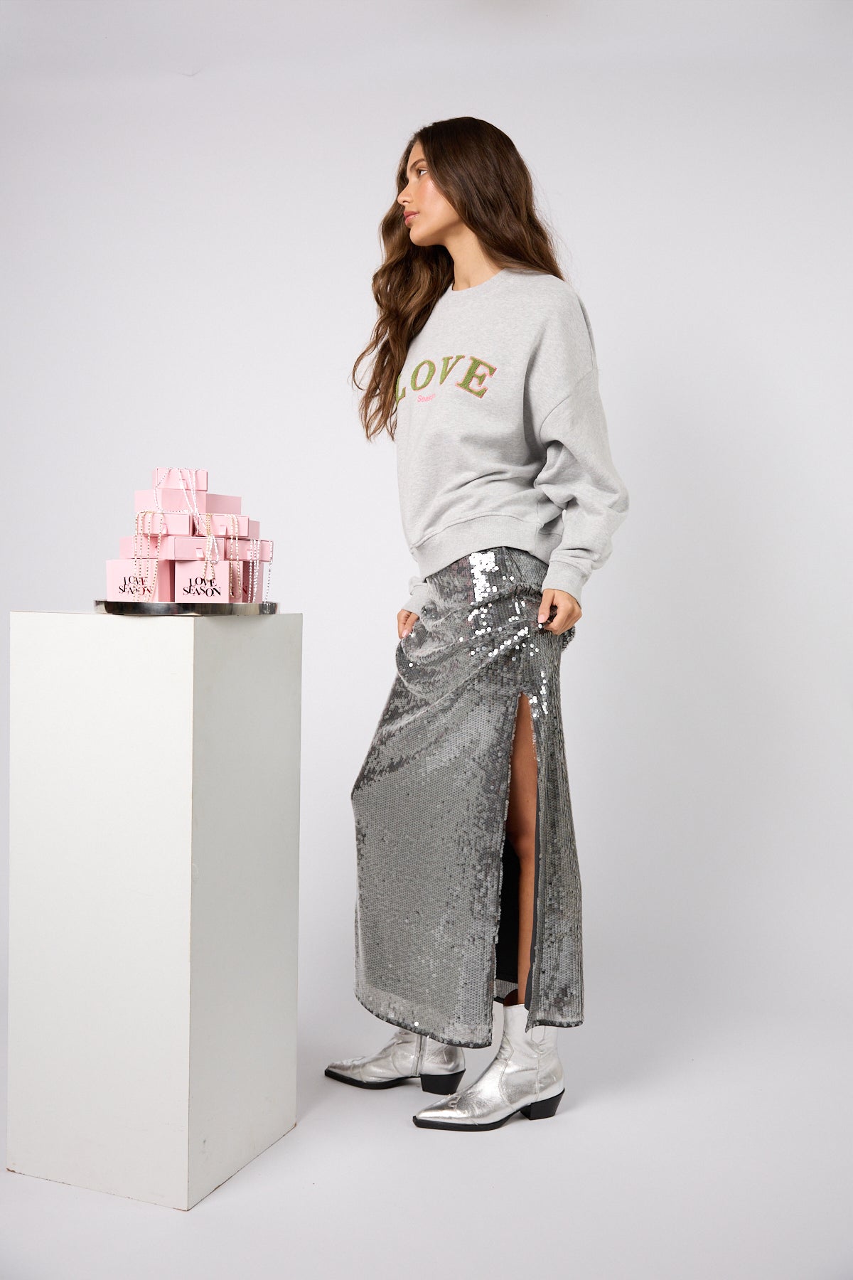 Regular Sweater Love Grey Melange