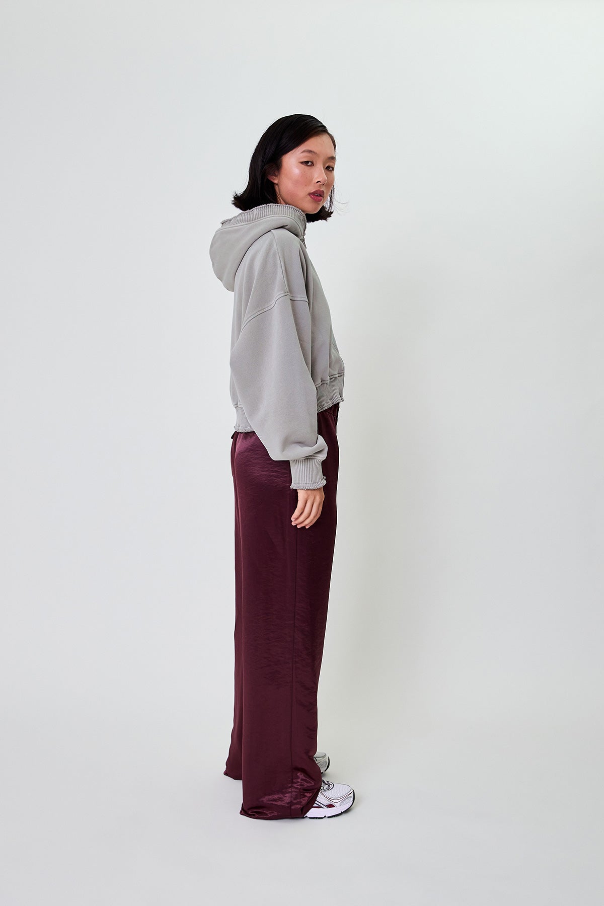 Rosina Zipper Sweater Light Grey Acid