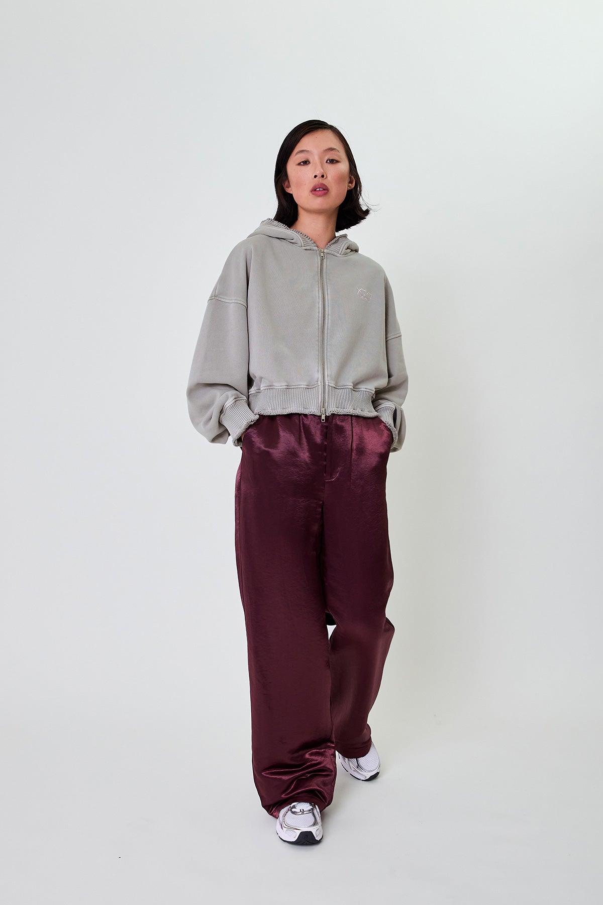 Rosina Zipper Sweater Light Grey Acid