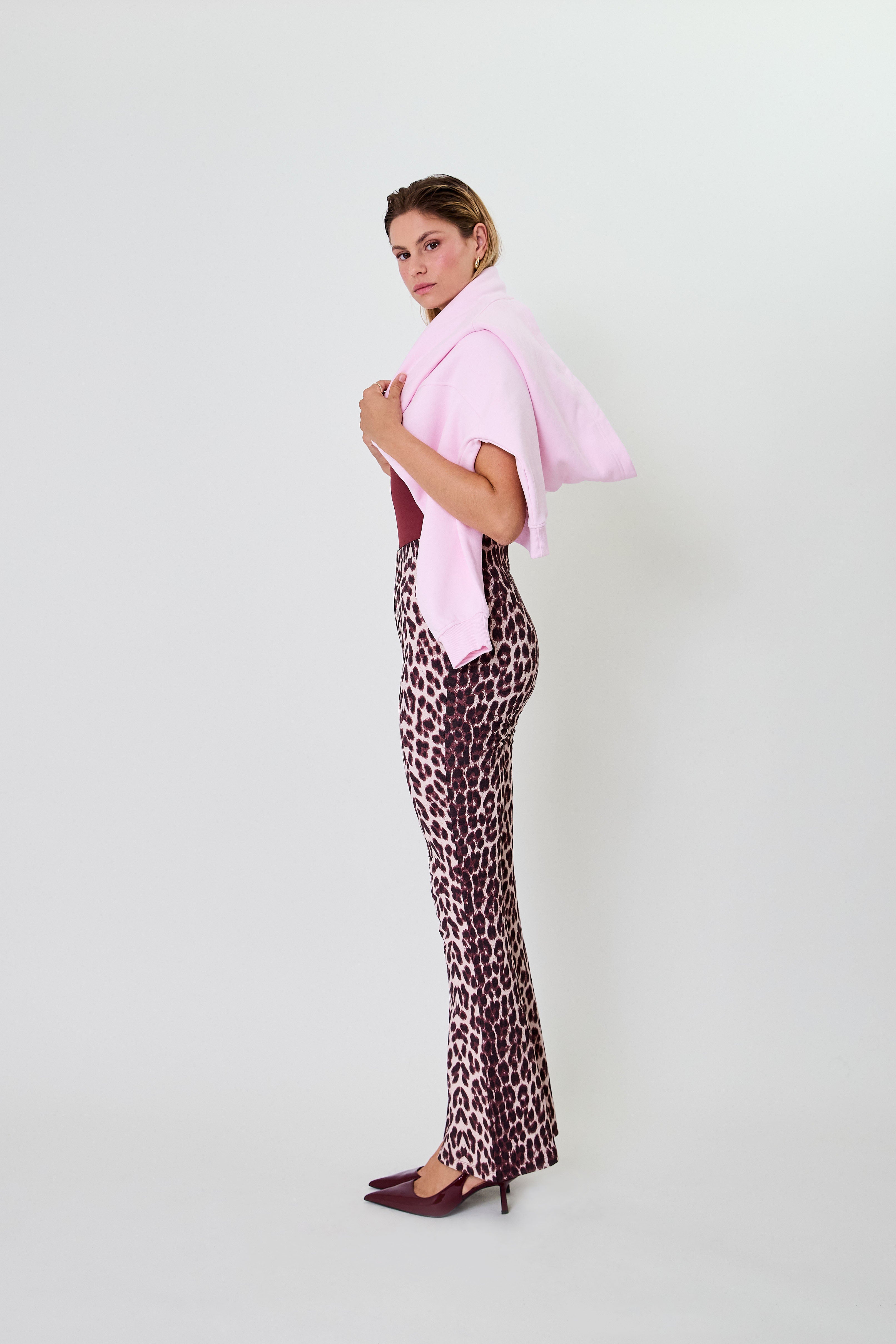 Tia Bootcut Leggings Leo Cherrywood