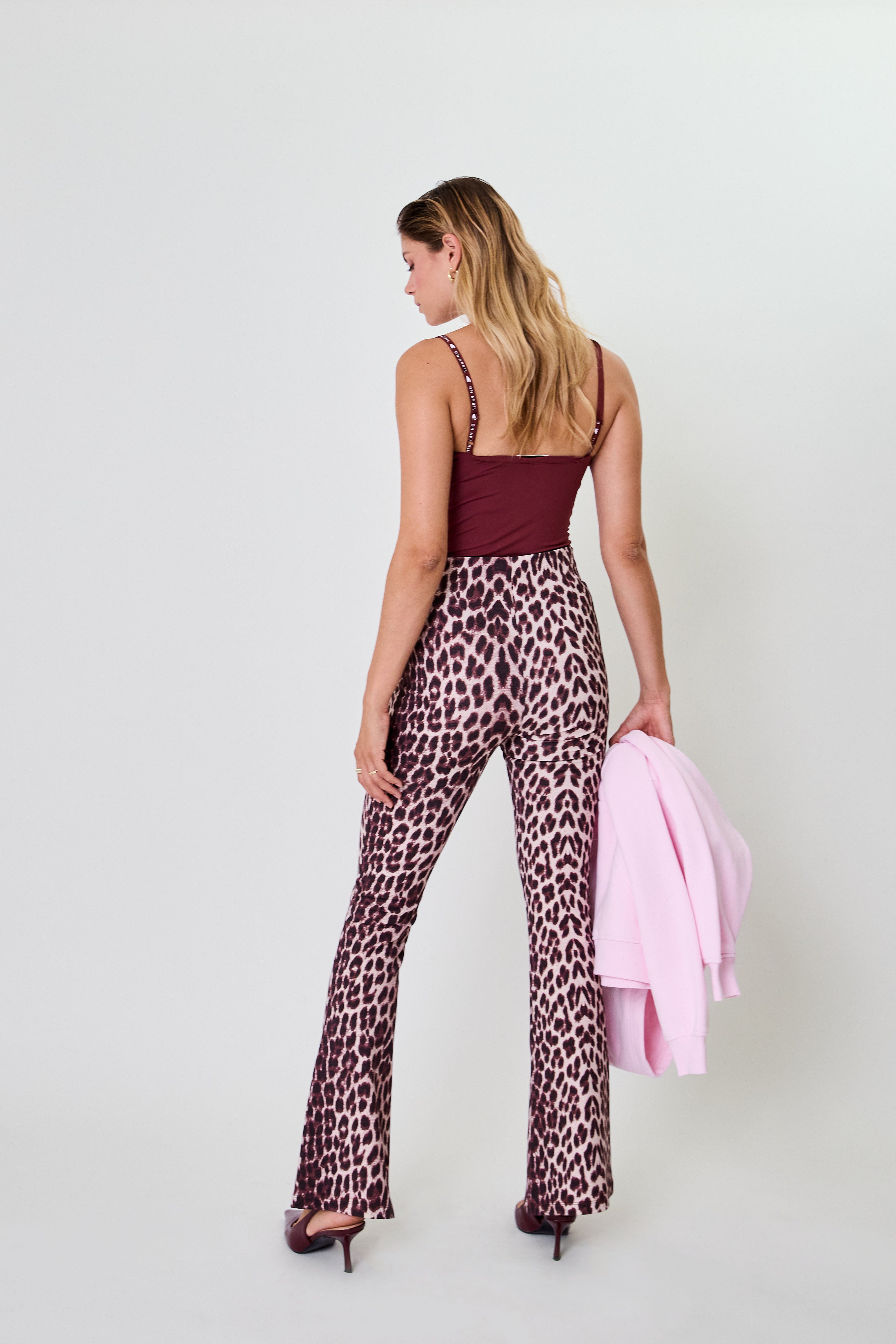 Tia Bootcut Leggings Leo Cherrywood