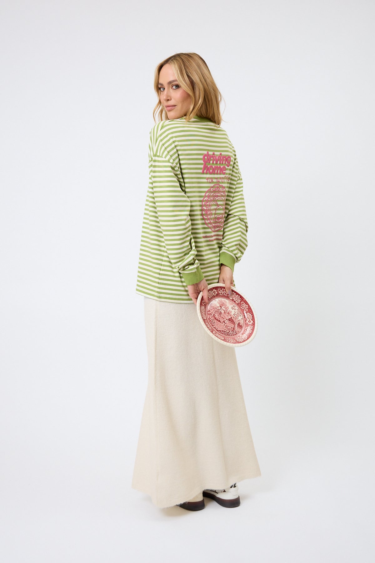 Venetia Striped Longsleeve Apple/Beige