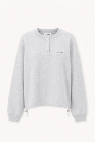 Boxy Sweatshirt mit Kordelzug – Grey Melange