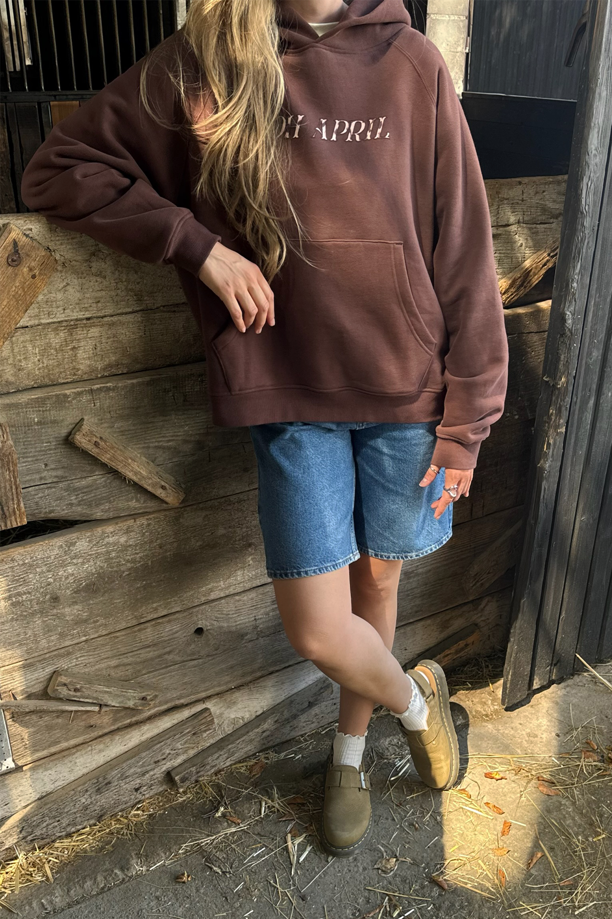 BF Hoodie Raglan Cow Dark Brown