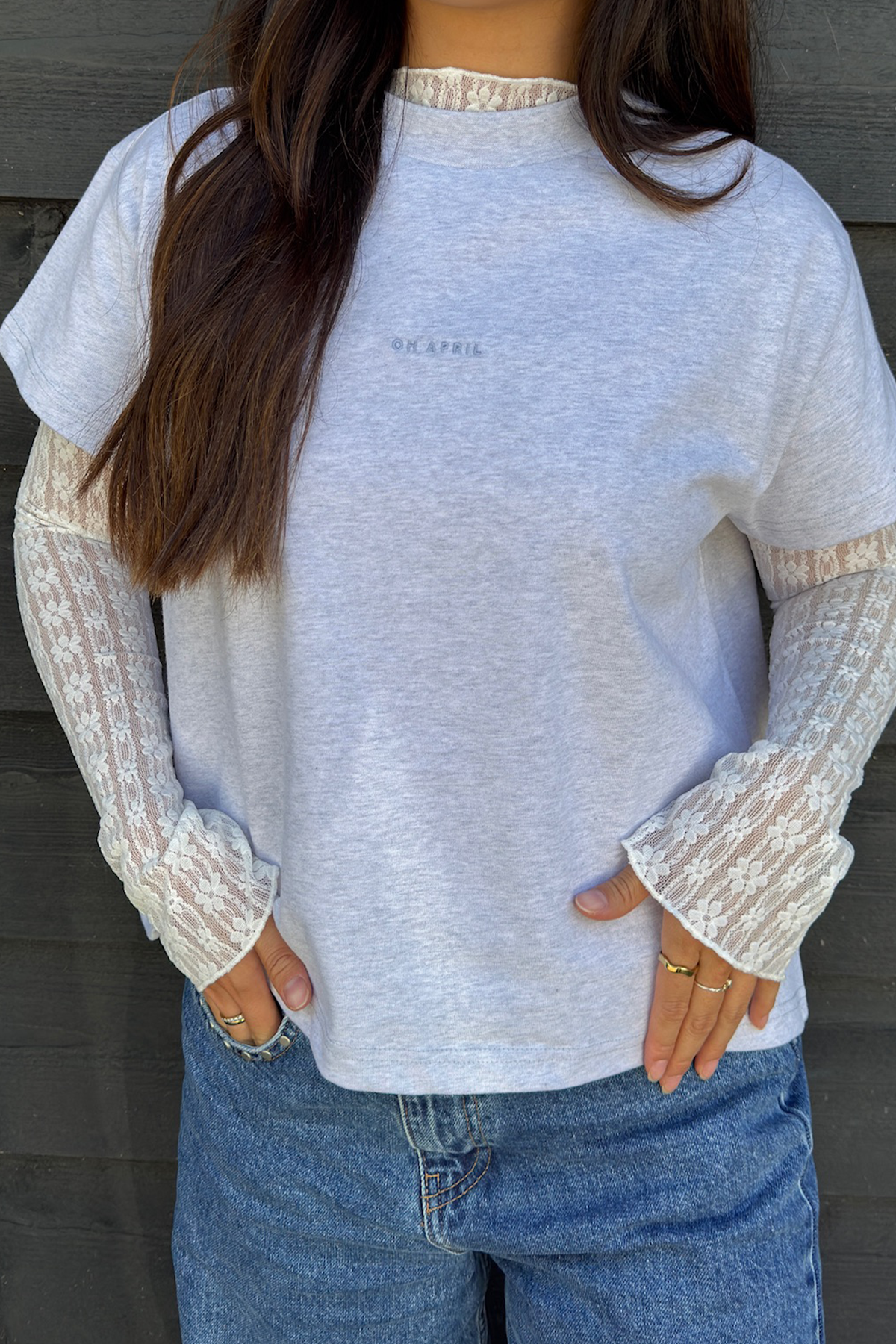 Ella Boxy T-Shirt Oh April Grey Melange