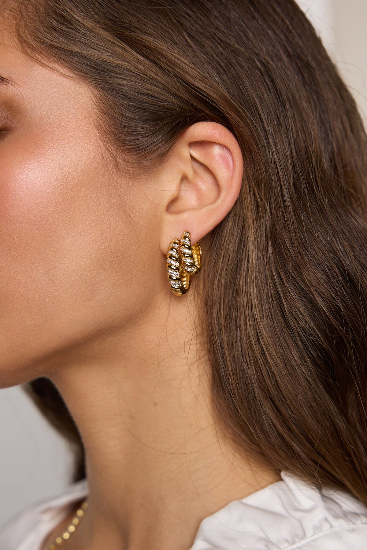 Shiny Croissant Hoops Classic Gold
