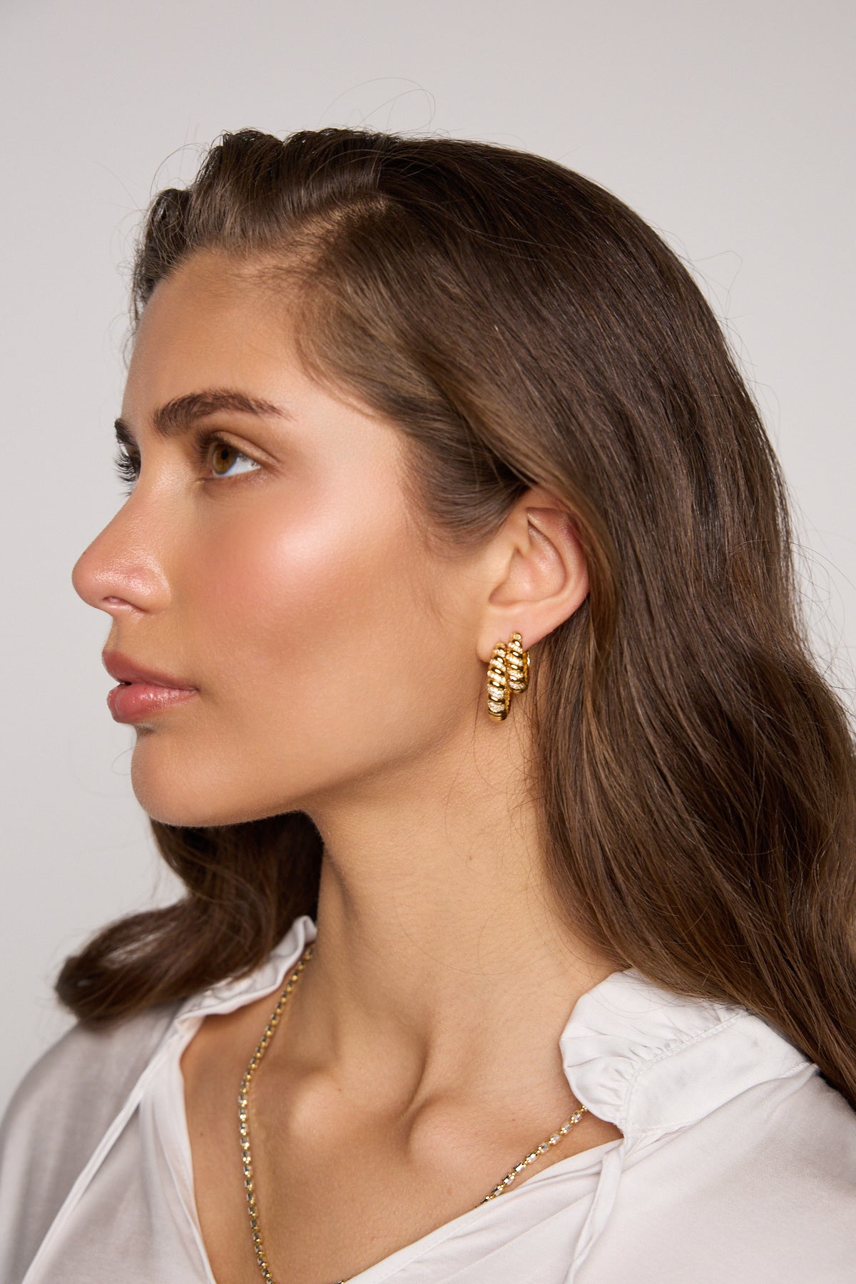 Shiny Croissant Hoops Classic Gold