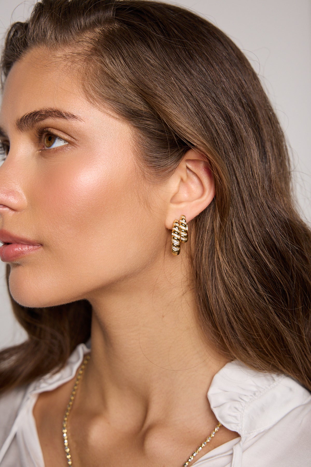 Shiny Croissant Hoops Big Gold