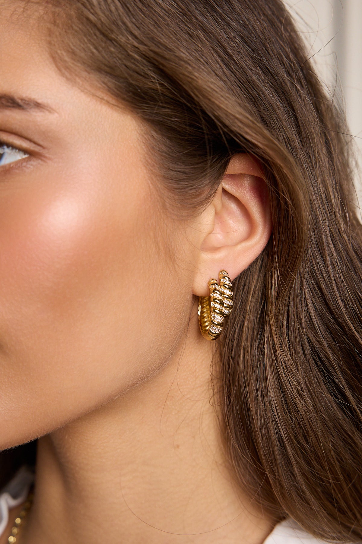 Shiny Croissant Hoops Big Gold