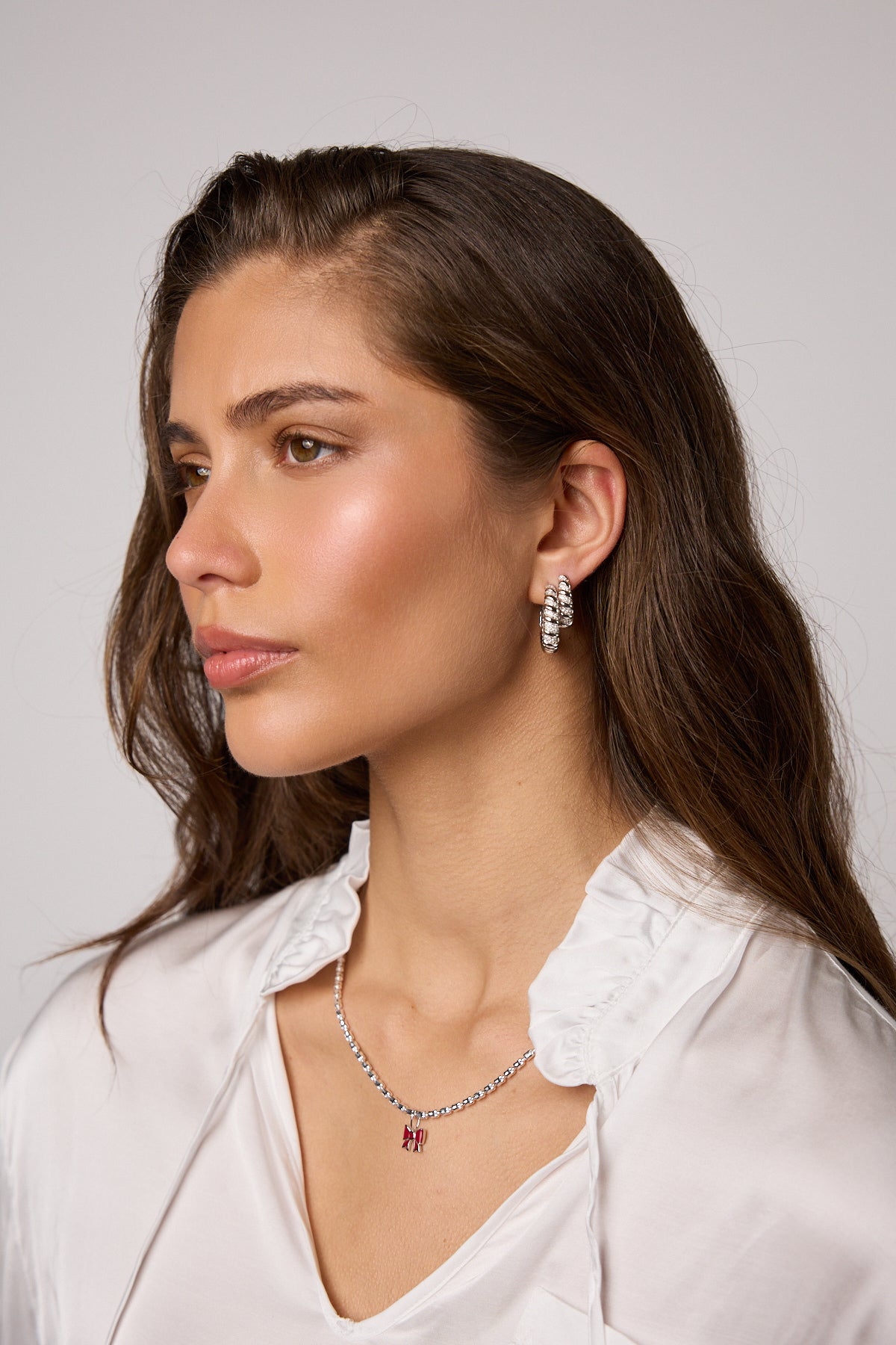 Shiny Croissant Hoops Classic Silber