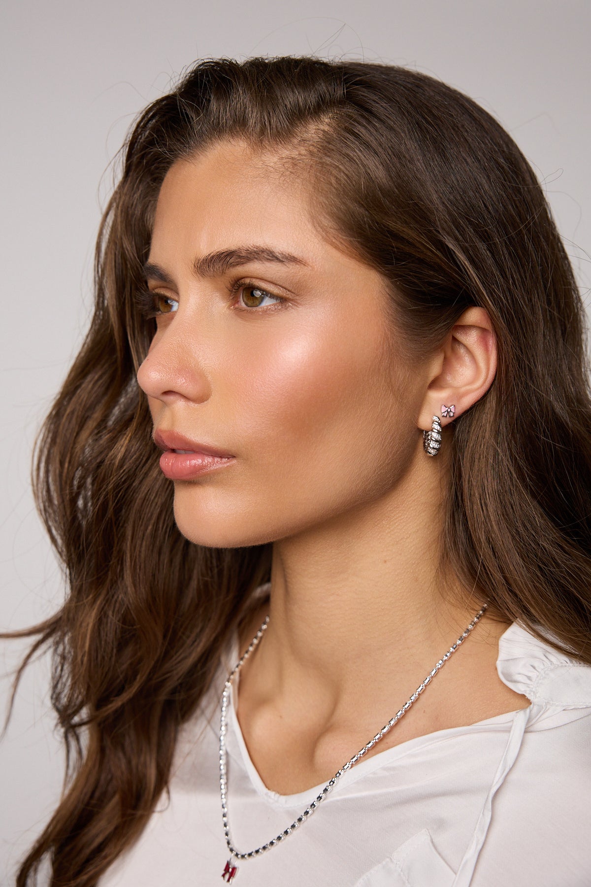 Bow Studs Rose Silber