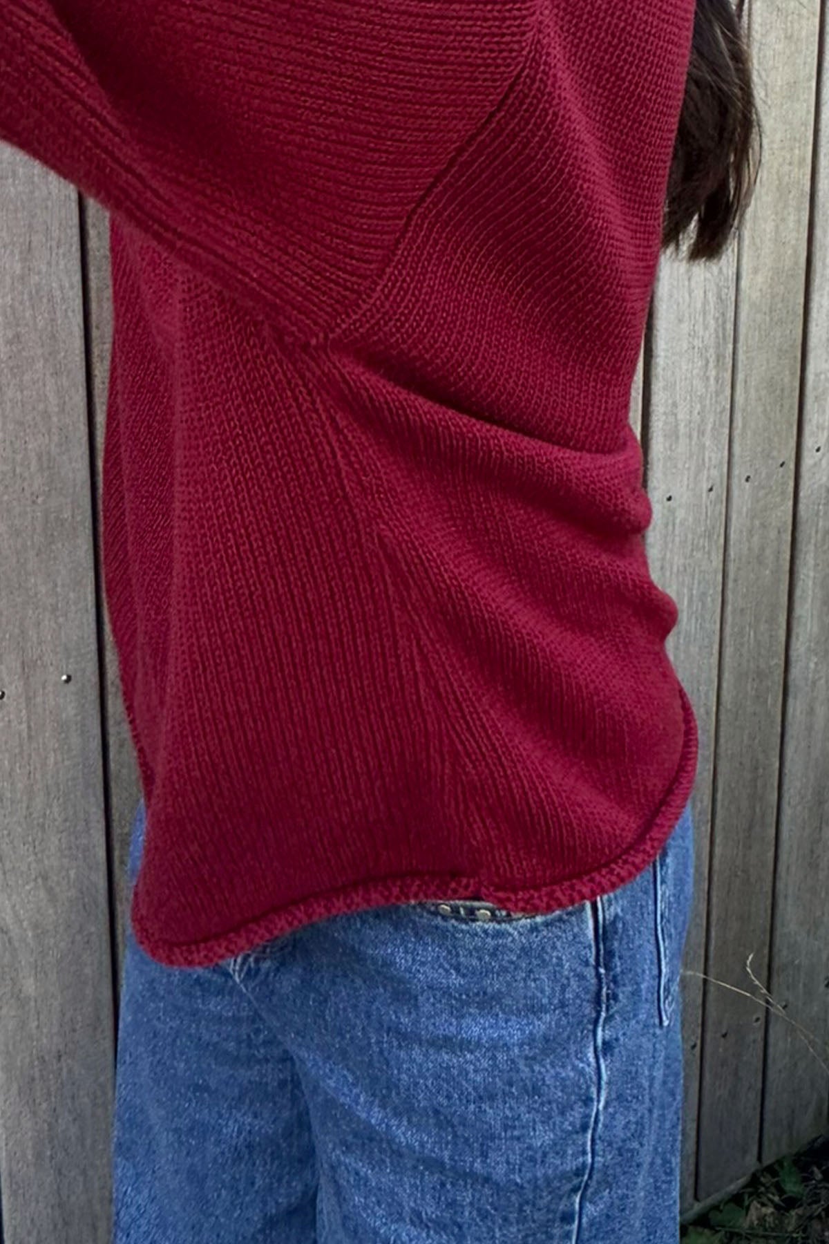 Oversized Strickpullover aus Baumwolle – Cherry Red