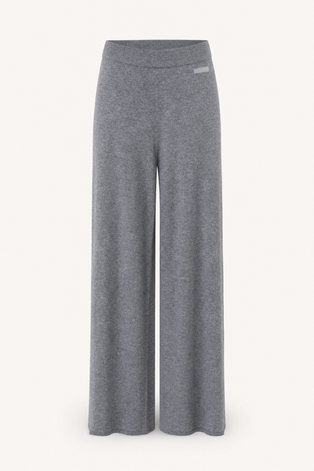Wide Leg Strickhose aus Viskose-Merino-Mix– Grey Melange