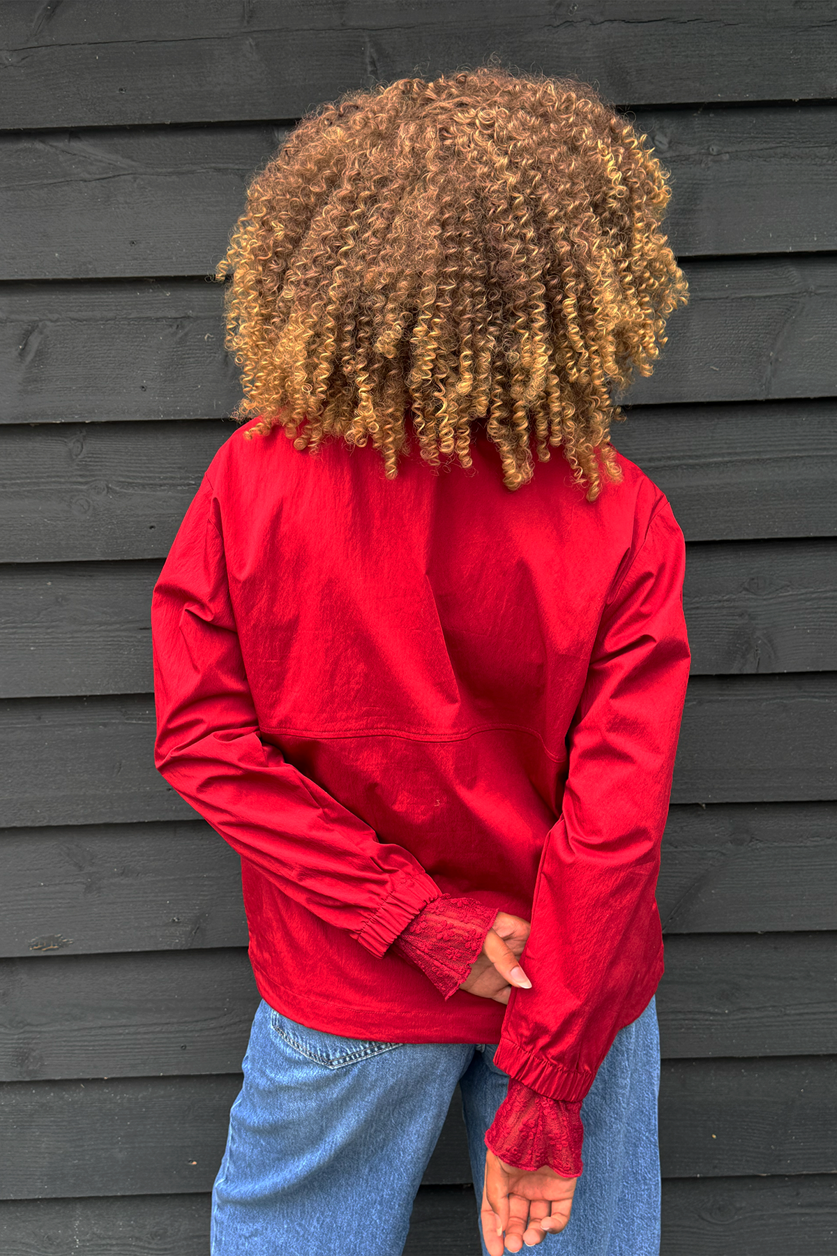 Windbreaker mit Kordelzug – Cherry Red