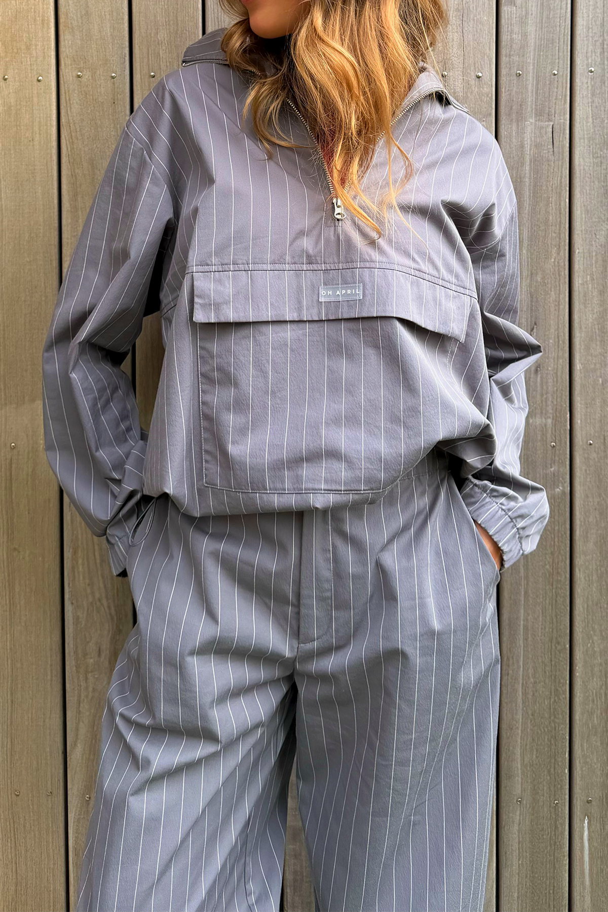 Livia Windbreaker Dark Grey Pinstripe
