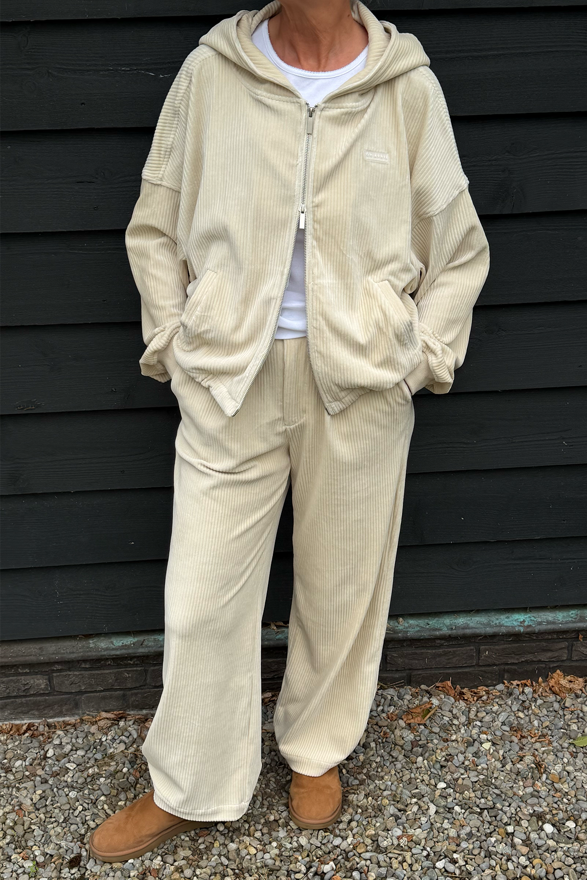 Nea Cord Zipper Jacket Beige