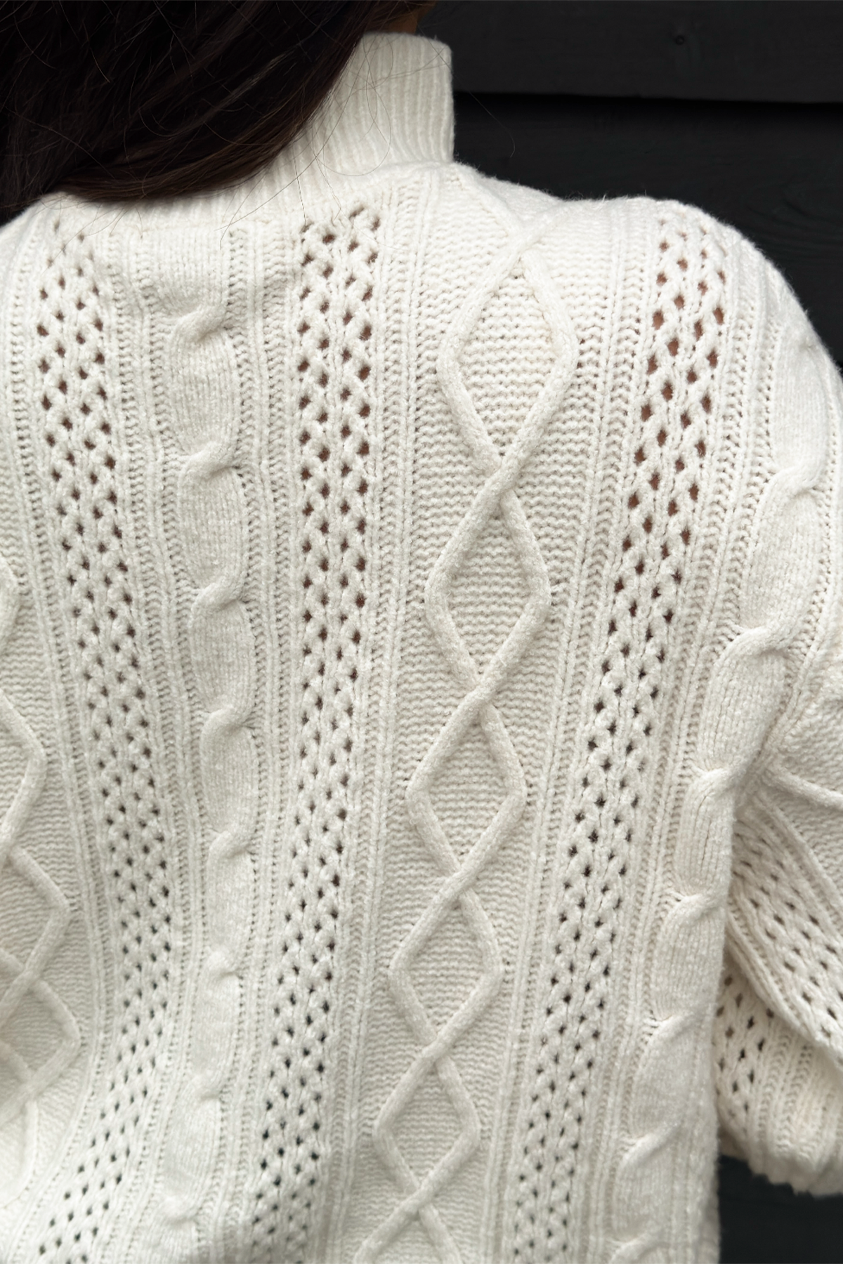 Oversized Half-Zip Strickpullover – Off White