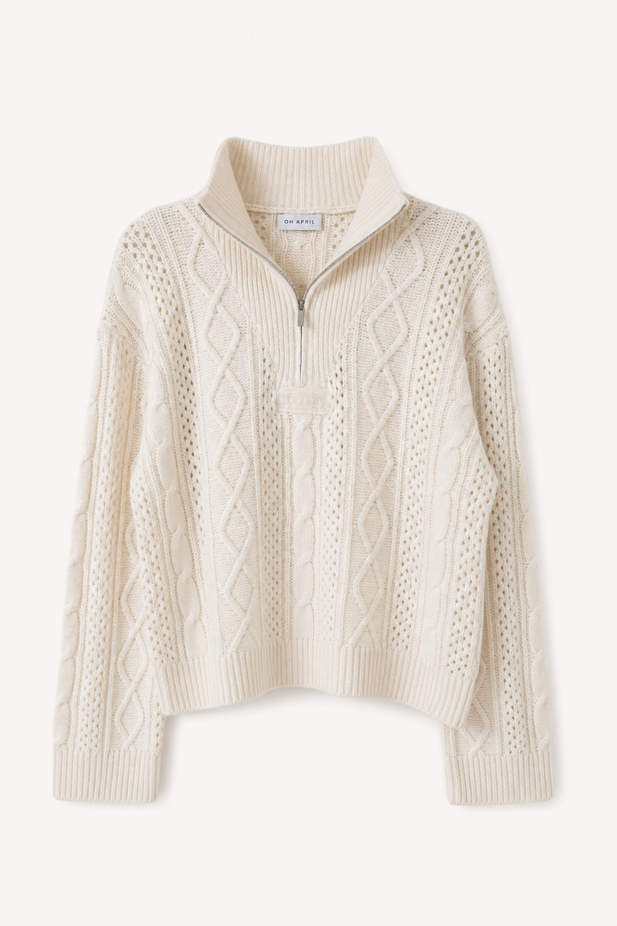 Nevi Half Zip Knit Jumper Off White