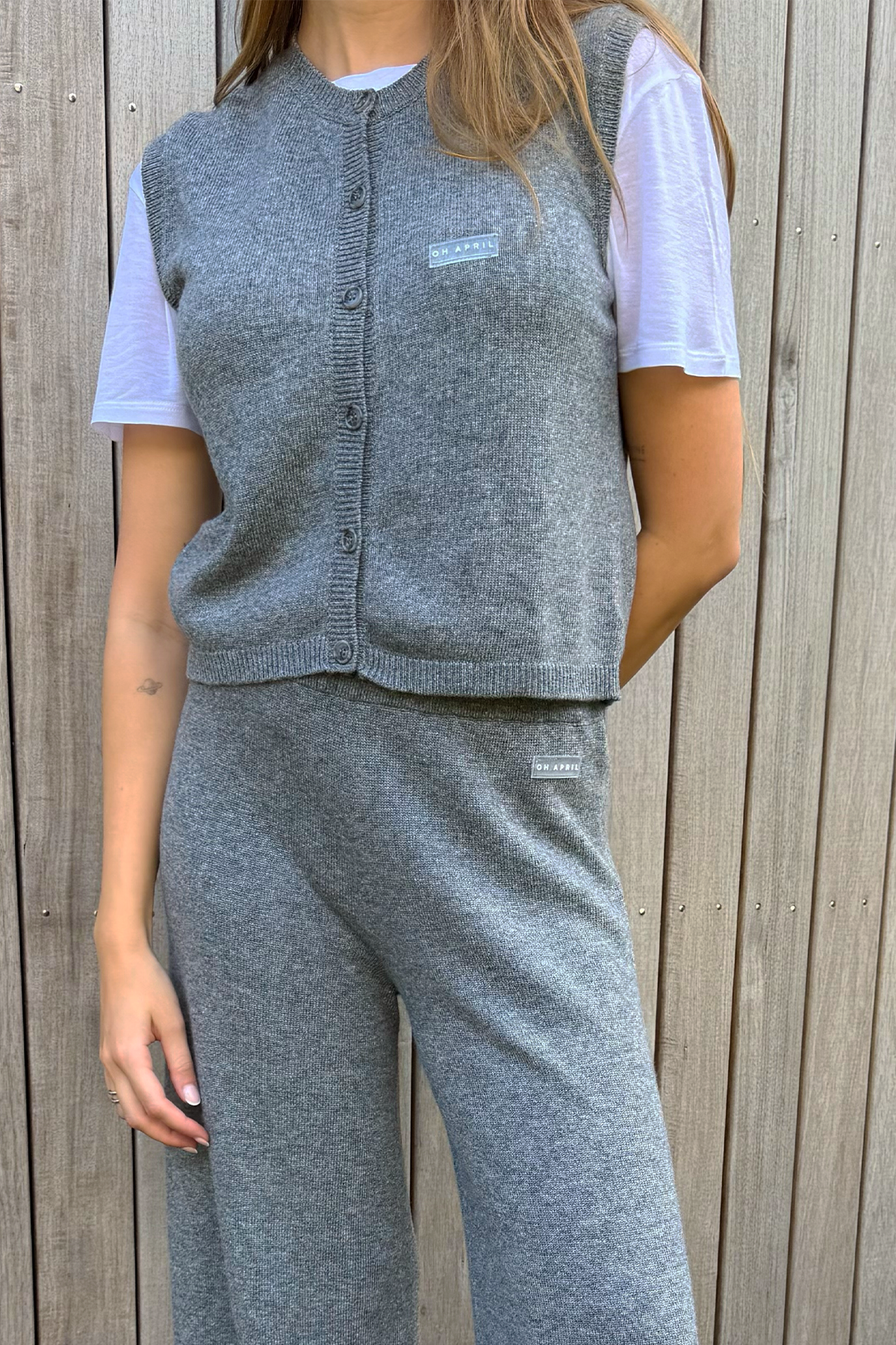 Tove Slim Fit Knit Vest Grey Melange