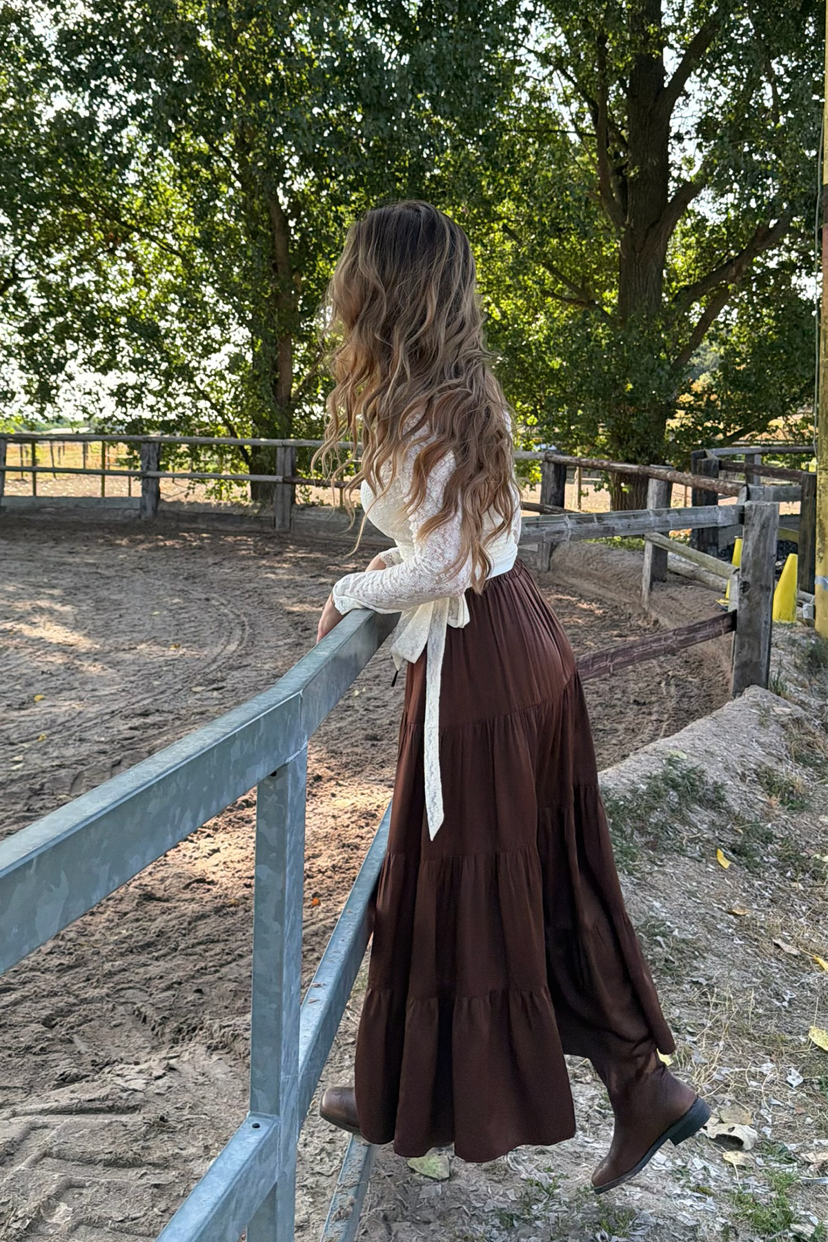 Valeska Satin Maxi Skirt Dark Brown