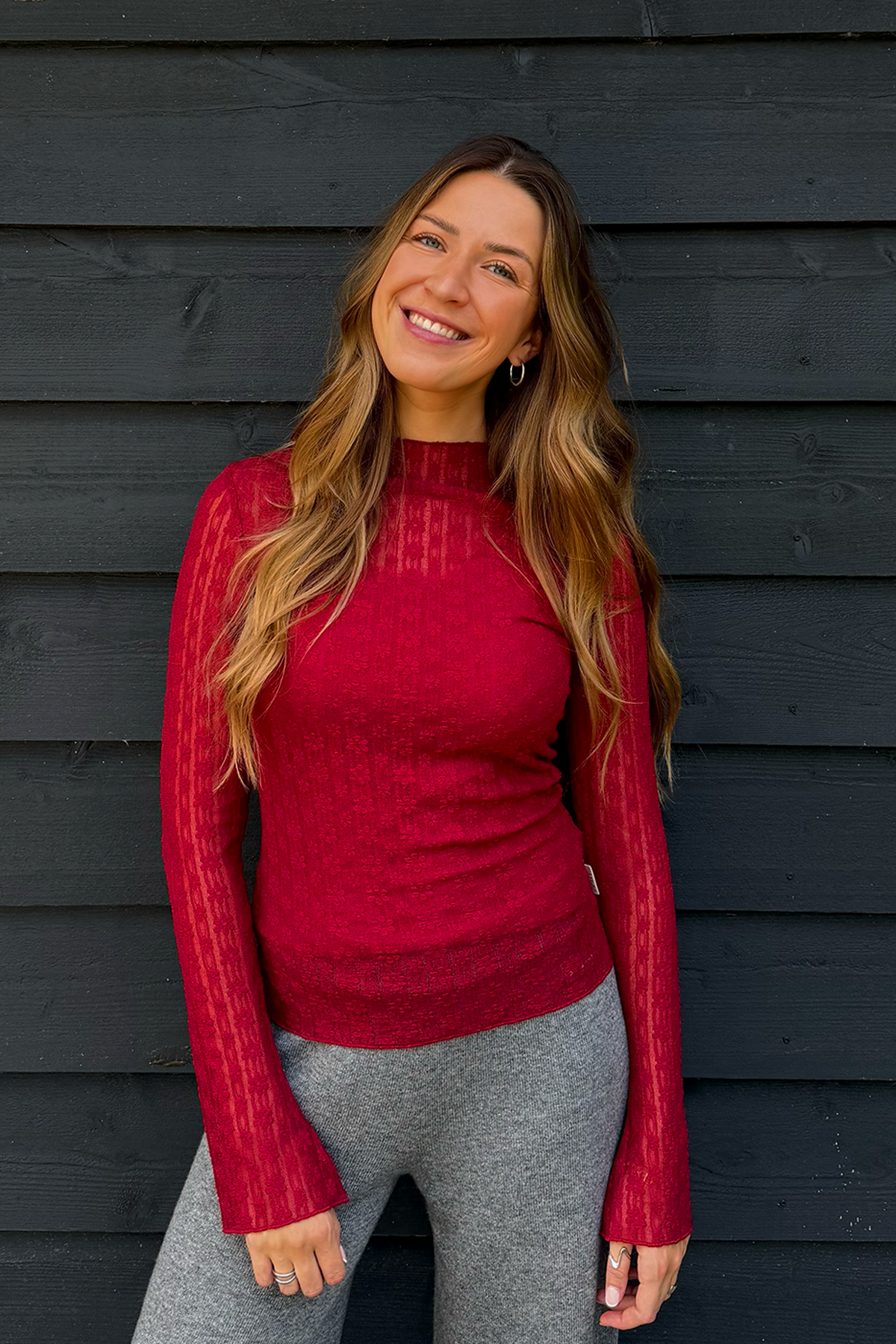 Zahara Lace Longsleeve Cherry Red
