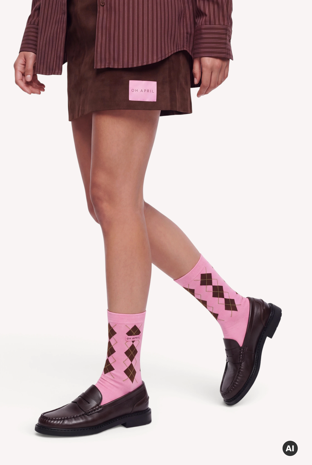 Clea Socks Pink Argyle