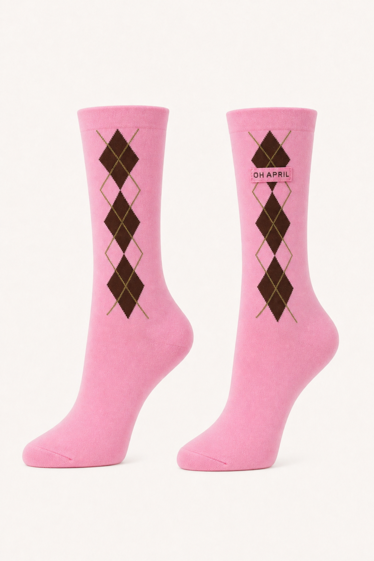 Clea Socks Pink Argyle