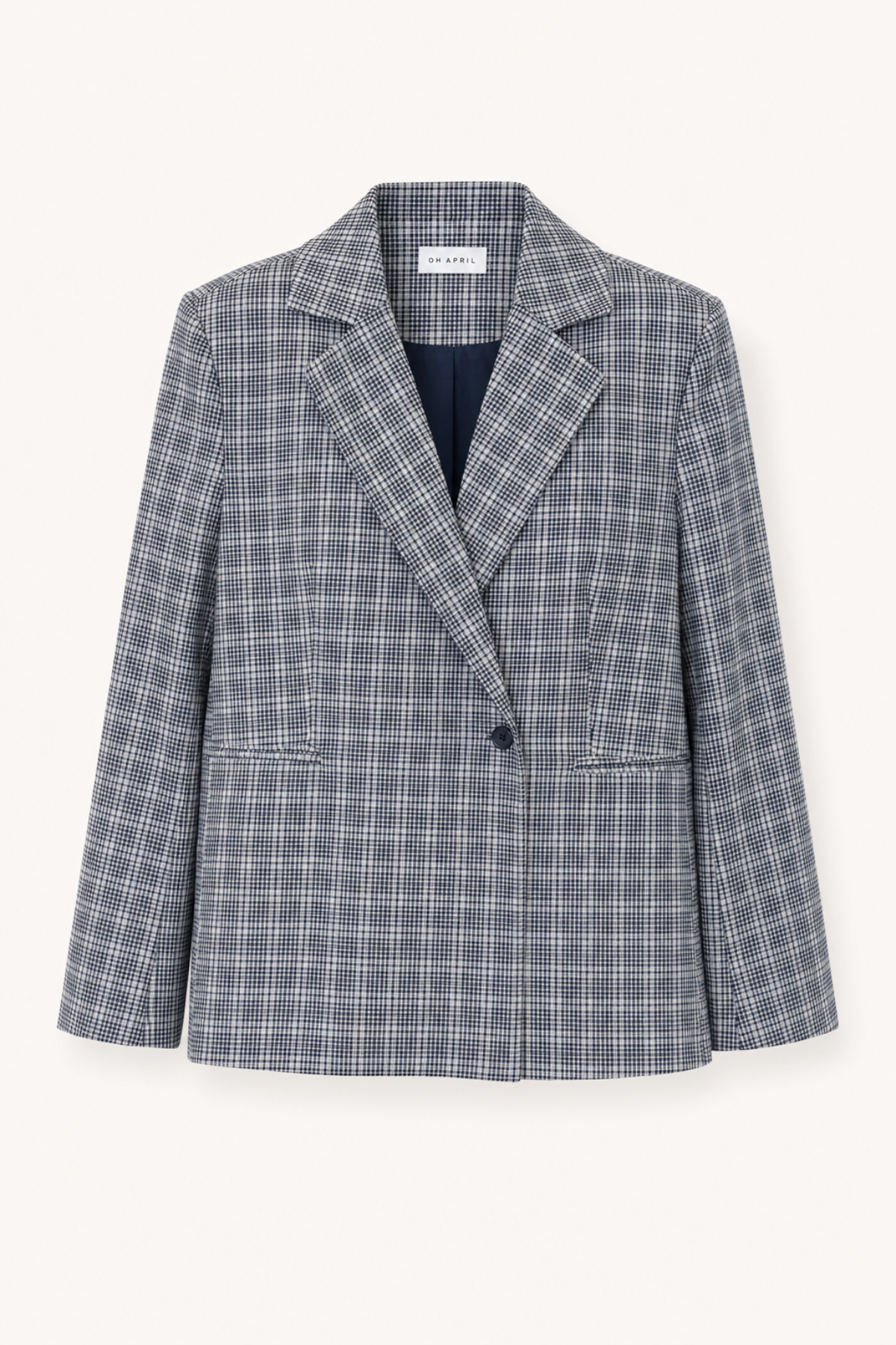 Isalie Asymmetric Blazer Navy Check