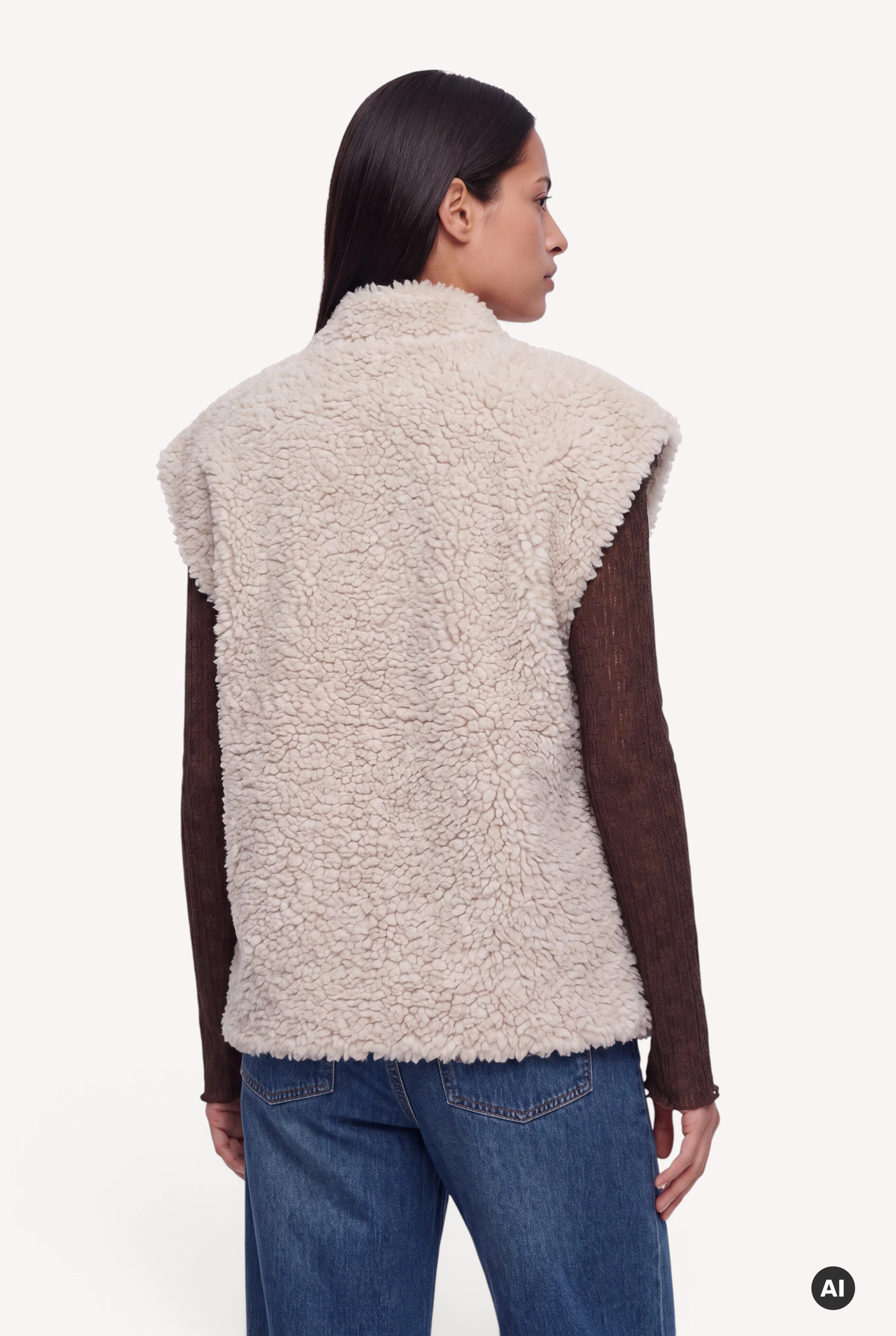 Jolie Fur Vest Off White