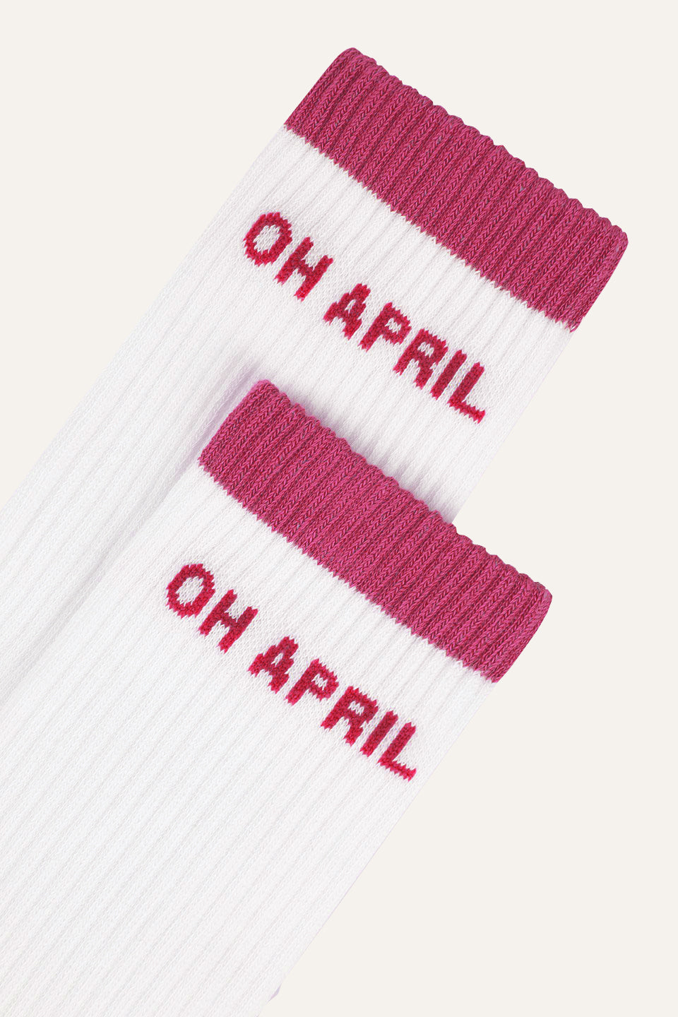 Steffi Socks OH APRIL White & Dark Pink