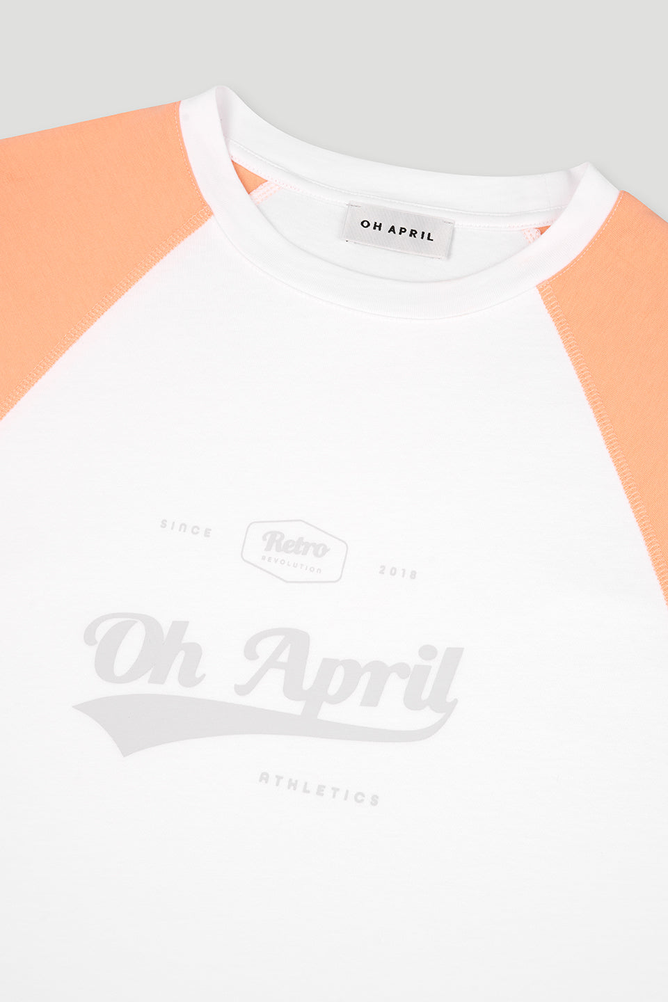 Raglan Boyfriend T-Shirt White/Peach Retro OH APRIL