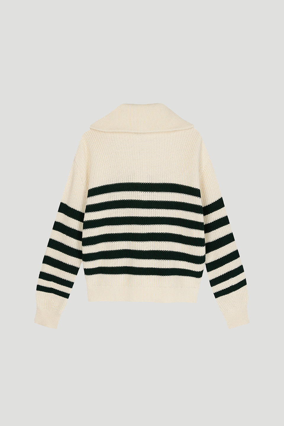 Heather Polo Jumper Cream/Forest Green