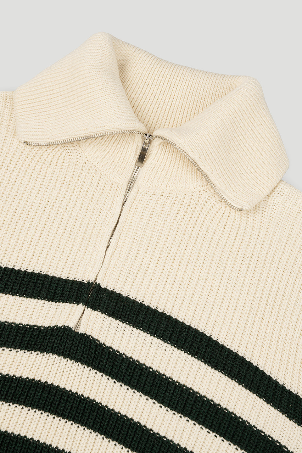 Heather Polo Jumper Creme/Forest Green