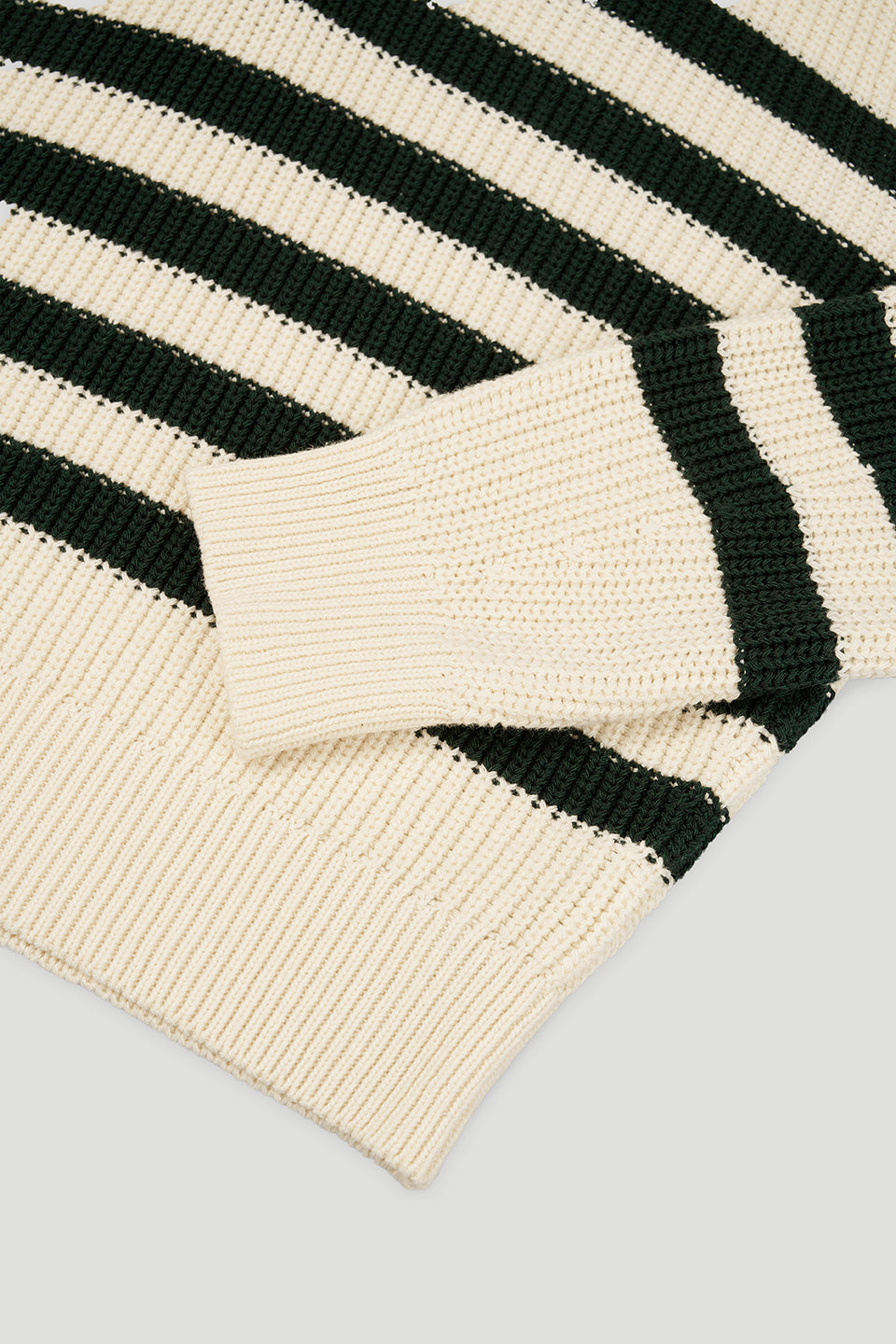 Heather Polo Jumper Cream/Forest Green