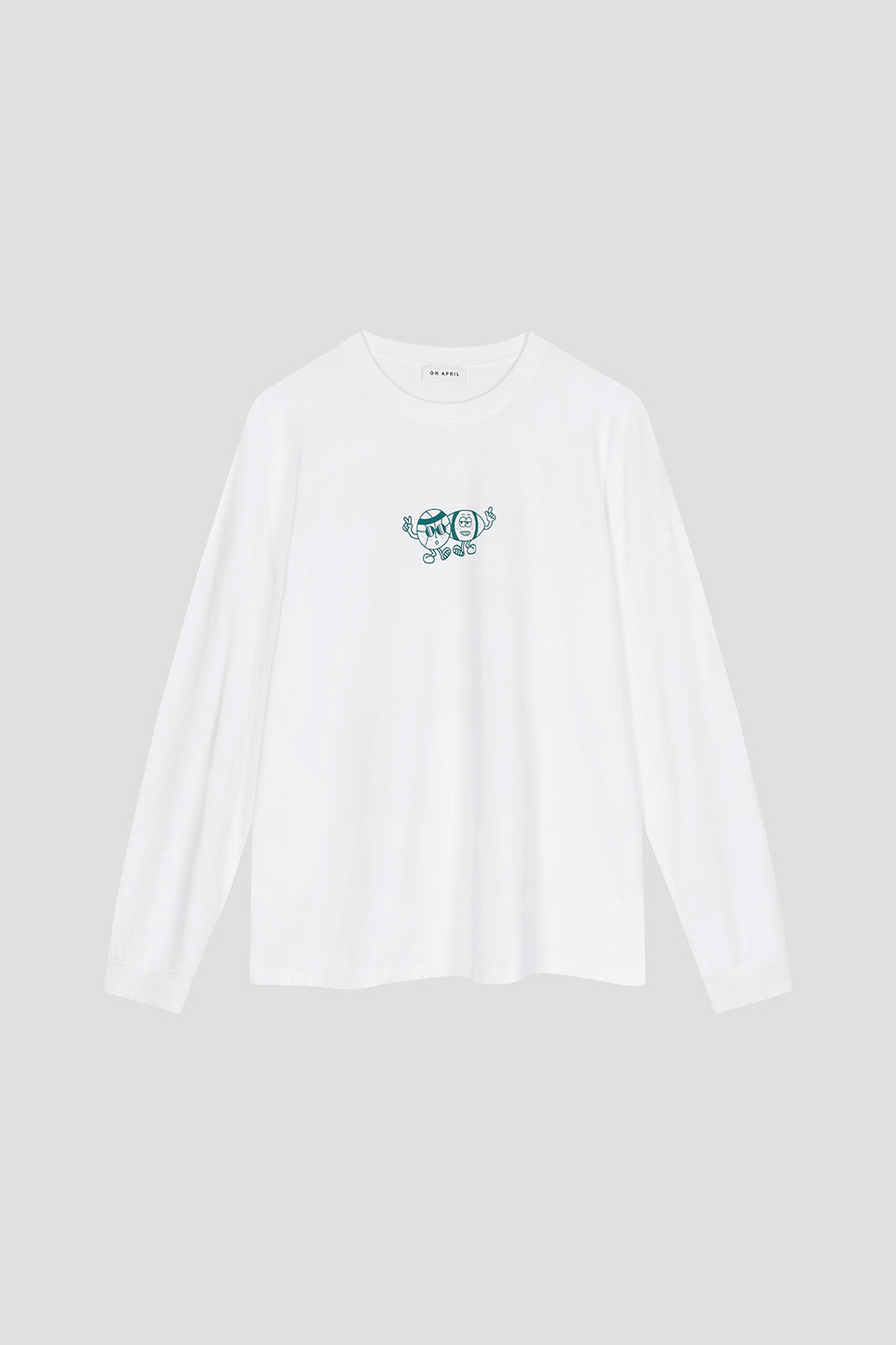 Longsleeve White/Forest Green Cartoon