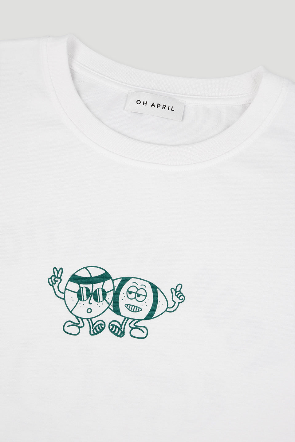 Longsleeve White/Forest Green Cartoon