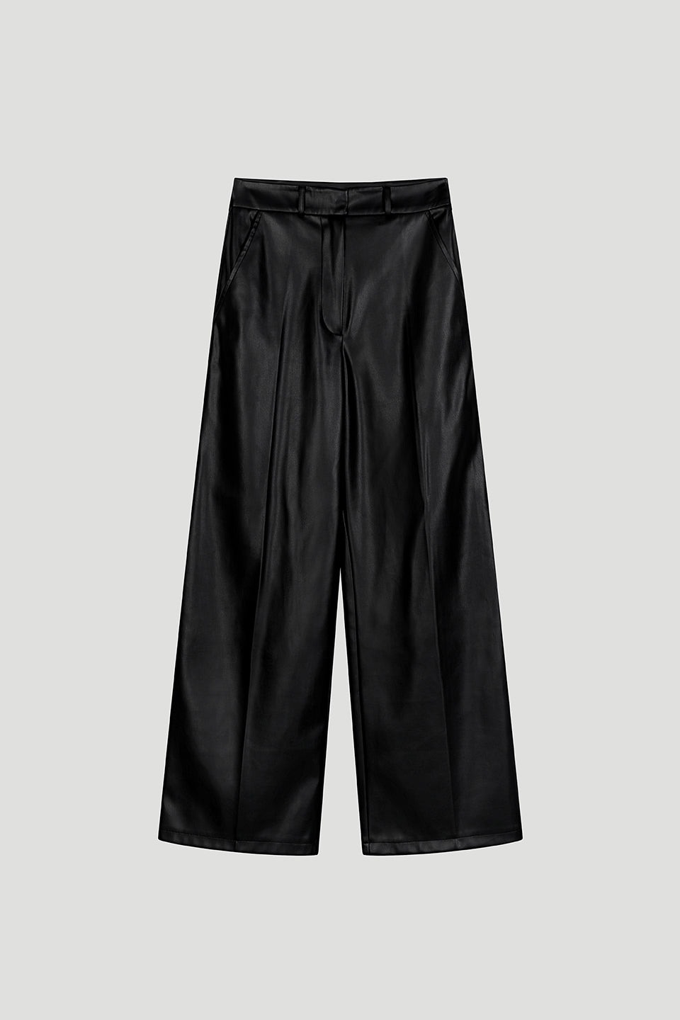 Aura Wide Vegan Leather Pants Black