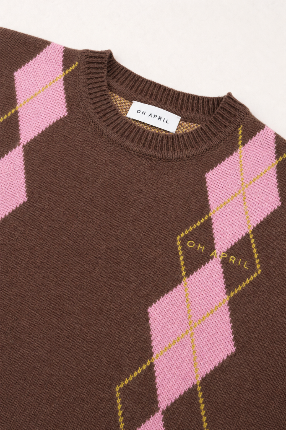 Margaux Knit T-Shirt Dark Brown Argyle