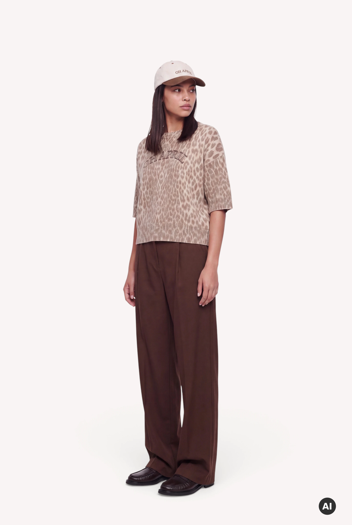 Margaux Knit T-Shirt Leo Beige