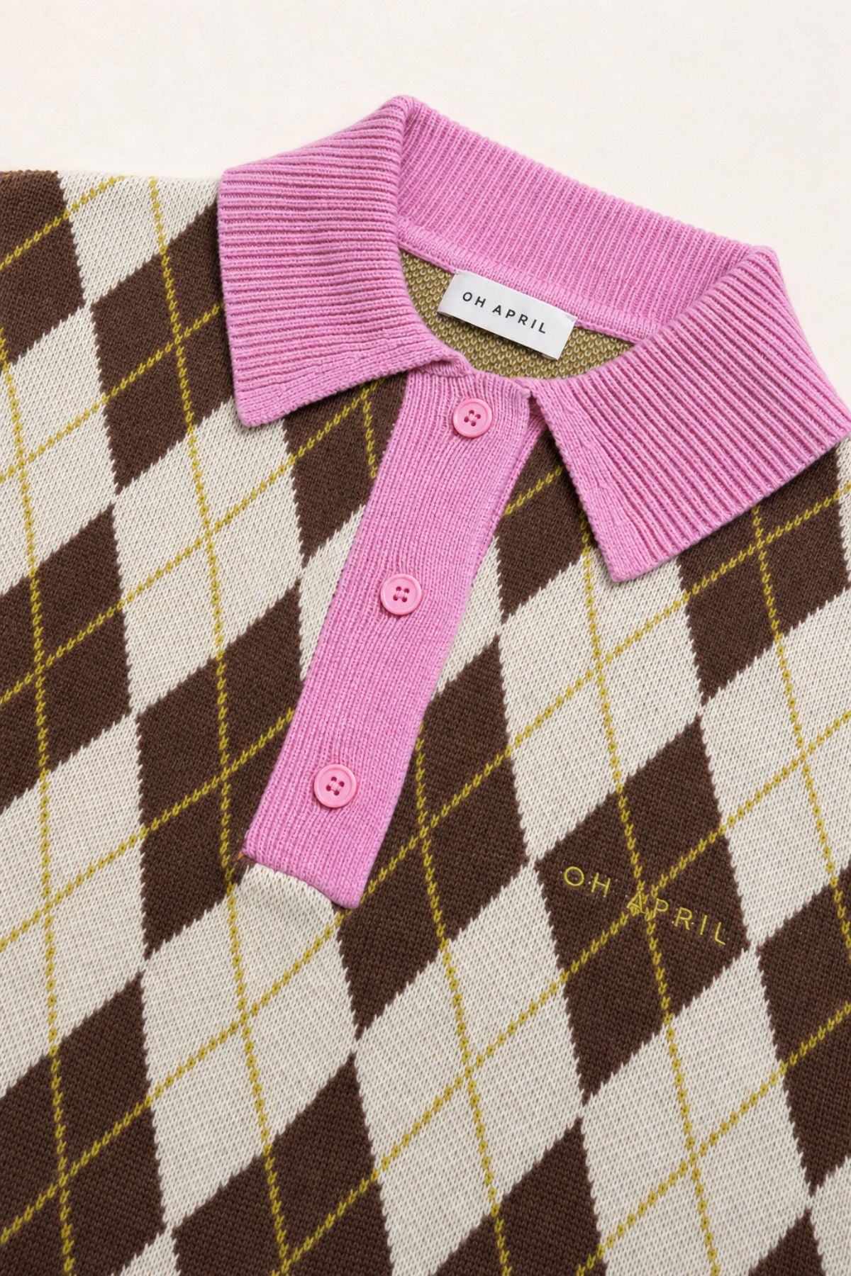 Maya Knit Polo Dark Brown Argyle