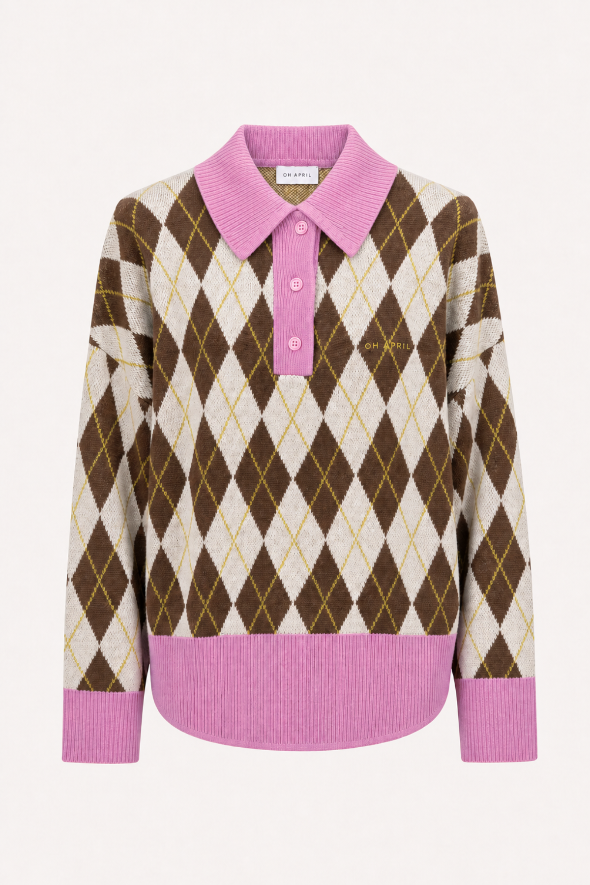 Maya Knit Polo Dark Brown Argyle