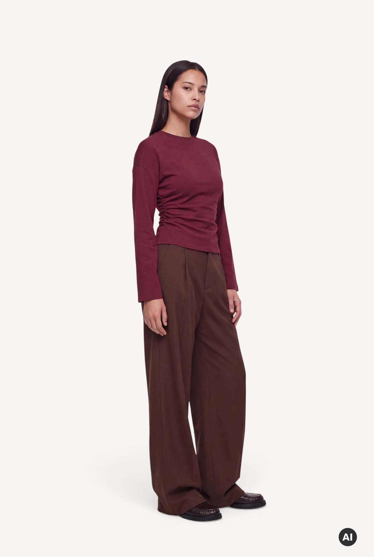 Jovie Pleated Trousers Dark Brown