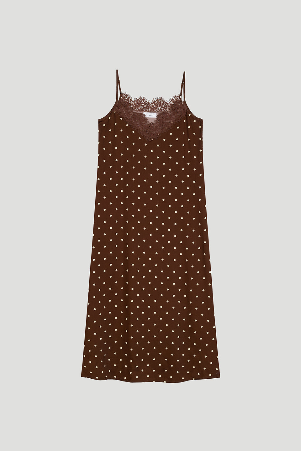 Alma A-Line Dress Cocoa Dust Polkadot