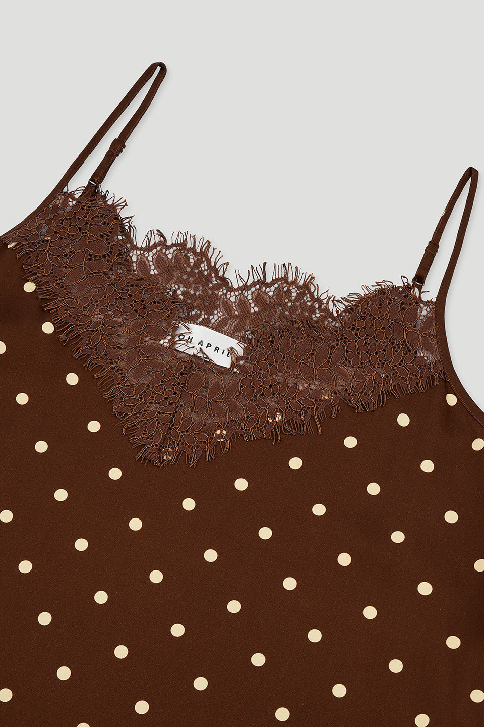 Alma A-Line Dress Cocoa Dust Polkadot
