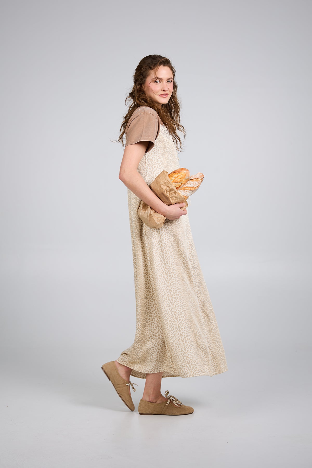 Alma A-Line Dress Micro Leo Beige